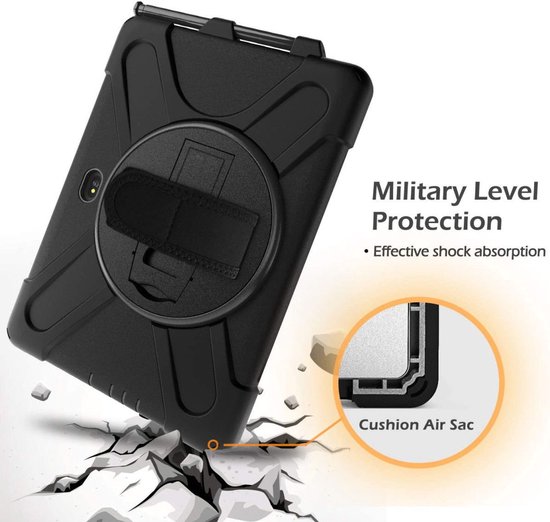 Coque Samsung Galaxy Tab Active4 Pro avec Béquille et Dragonne Zwart