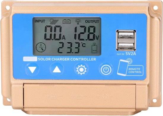MPPT Zonnelaadregelaar 30A met LCD Scherm en Dubbele USB - 12V/24V Automatische Instelling