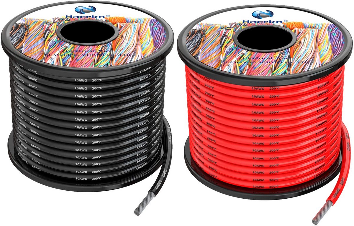 Siliconen Elektrische Draad 60M Rood Zwart 22AWG 0,3mm² Zuurstofvrij Koper