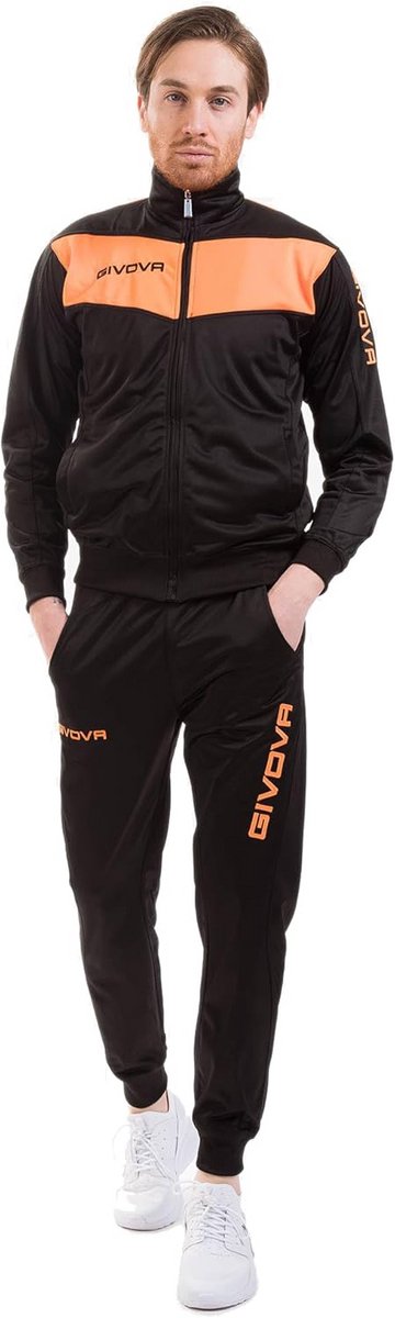 Heren Sportpak Trainingspak Zwart/Neon Oranje - Comfortabel en Sportief