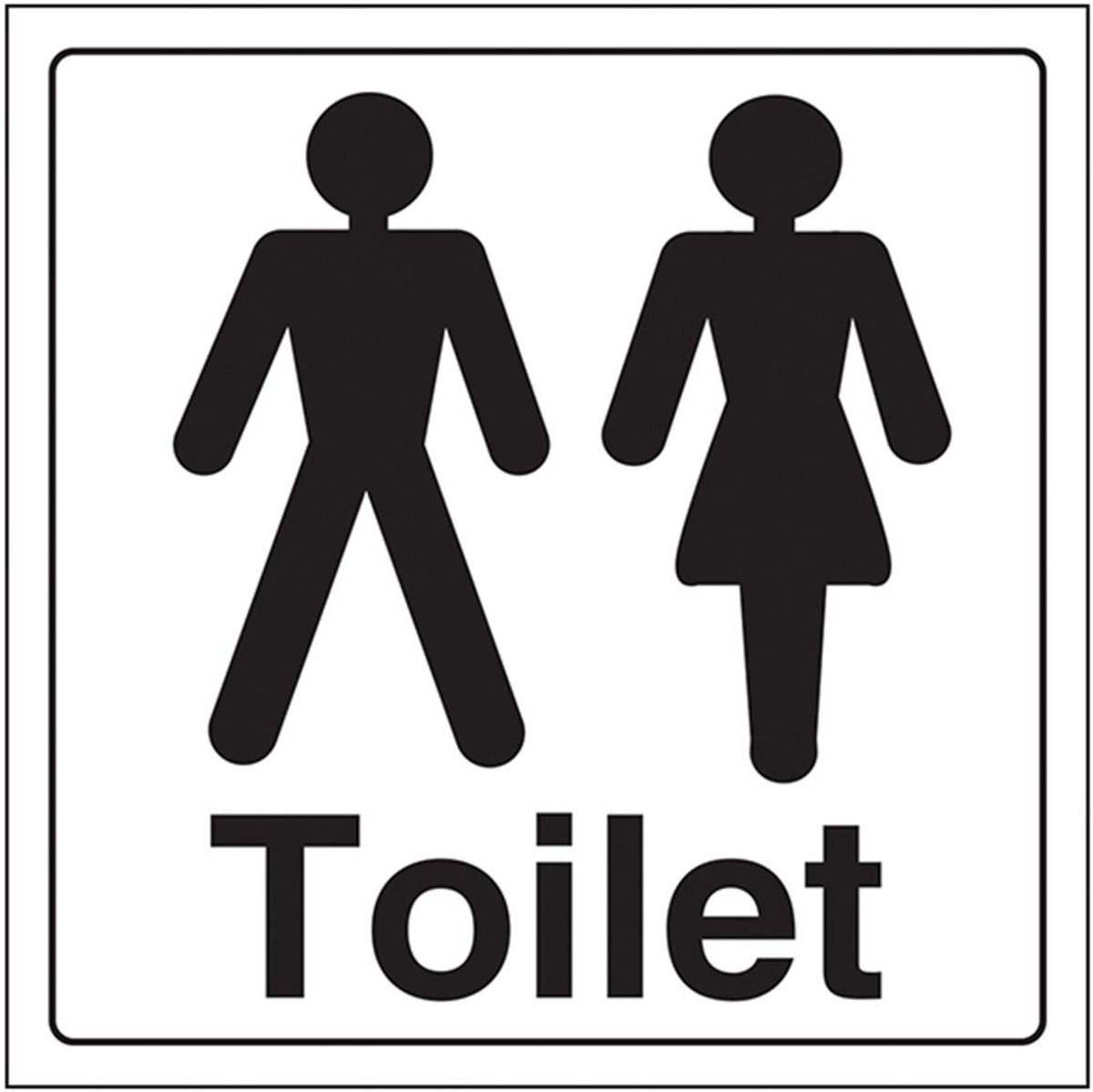 Zelfklevende Toilet Deursticker Vierkant Zwart 150x150mm