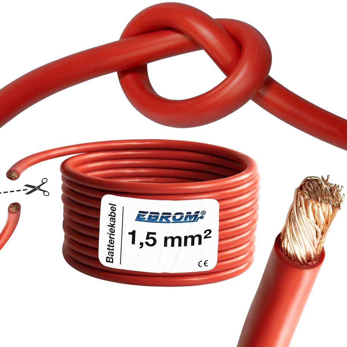 Zeer Flexibele Stroomkabel Rood 1.5 mm² - Per Meter - OFC Koper Verdelerkabel