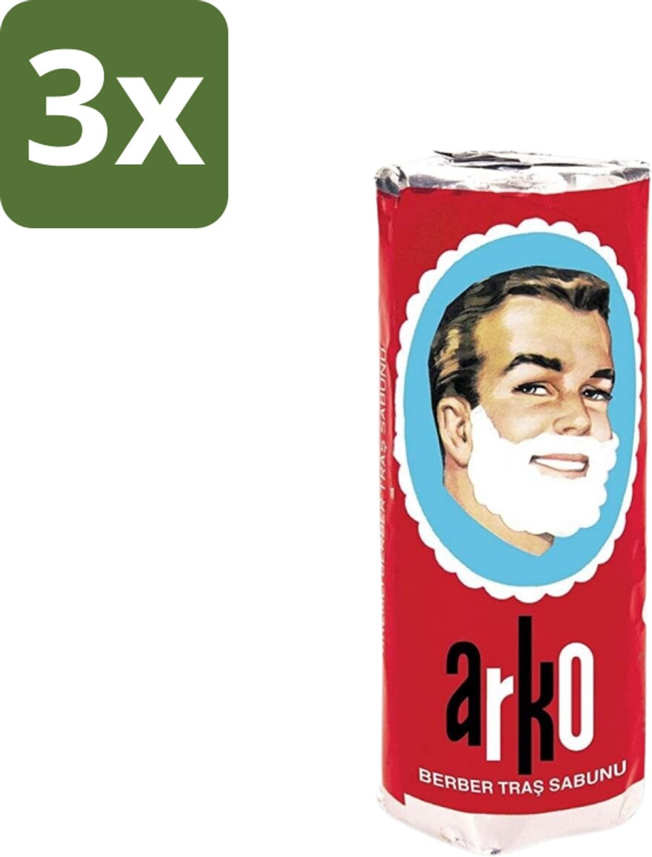 3 x Arko - Scheerzeep - Verzorgt en Beschermt de Huid - 75 ml - Scheerzeep - Scheermes - Schuim - Huidbescherming - Traditioneel Scheren