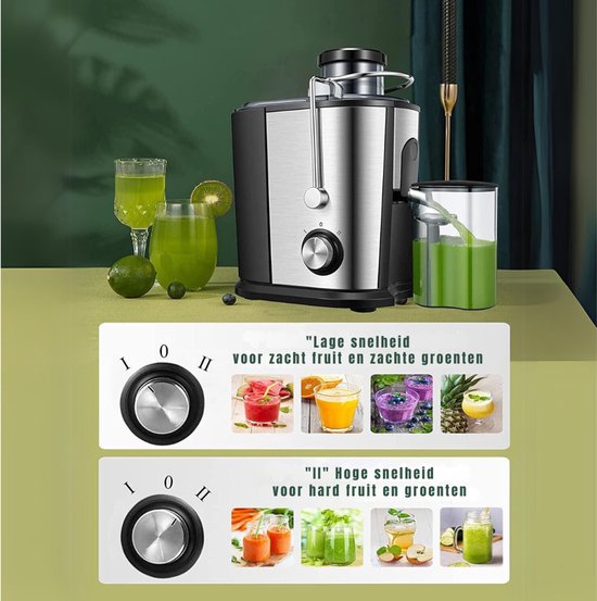 RONN® Professionele Juicers - Sapcentrifuge voor Groenten & Fruit - Juicer Met 0,6 L Sapbeker en Pulpreservoir - Zilver - 29cm x 26cm x 18cm van Merkloos — afbeelding 3