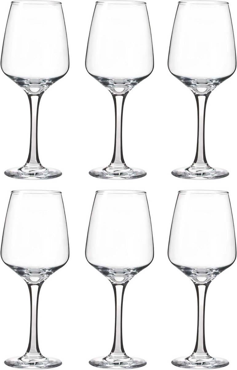 Set van 6 Klassieke Wijnglazen (Rood/Wit) - Stijlvol & Vaatwasmachinebestendig
