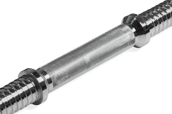 Chromen halterstang met gekartelde grip voor extra houvast.
