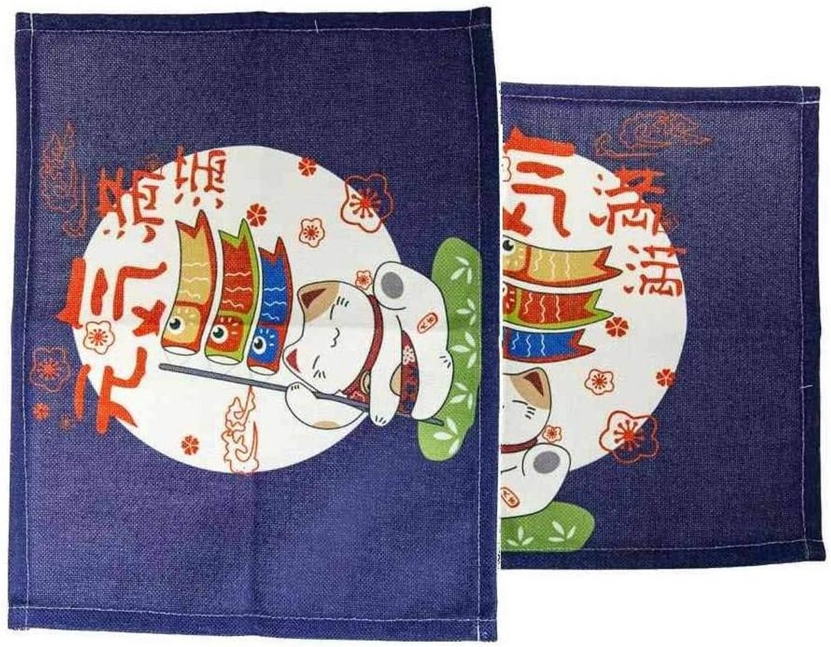 Set van 2 Japanse Maneki Neko Onderzetters - Gelukskat Tafelbeschermers
