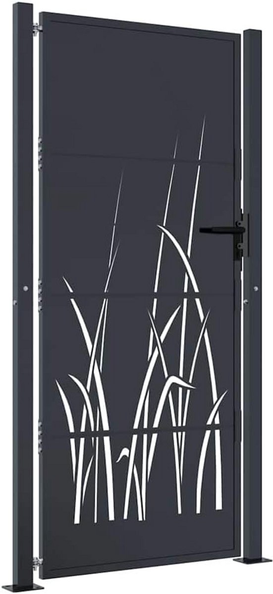 Stalen Tuinpoort met Graspatroon 105x180 cm Antraciet