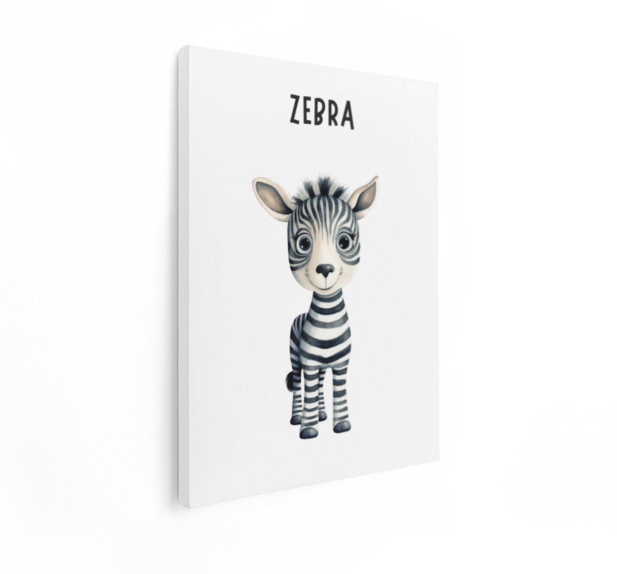 Artaza Canvas Schilderij Baby Zebra - 30x40 cm - Wanddecoratie Babykamer - Muurdecoratie Dieren - Decoratie Jongenskamer