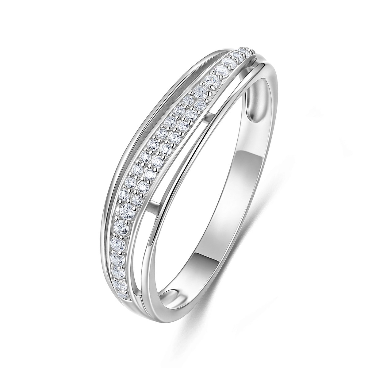 9NB-1663-54 - New Bling - Zilveren Ring met Zirkonia - Zilverkleurig - Maat 54