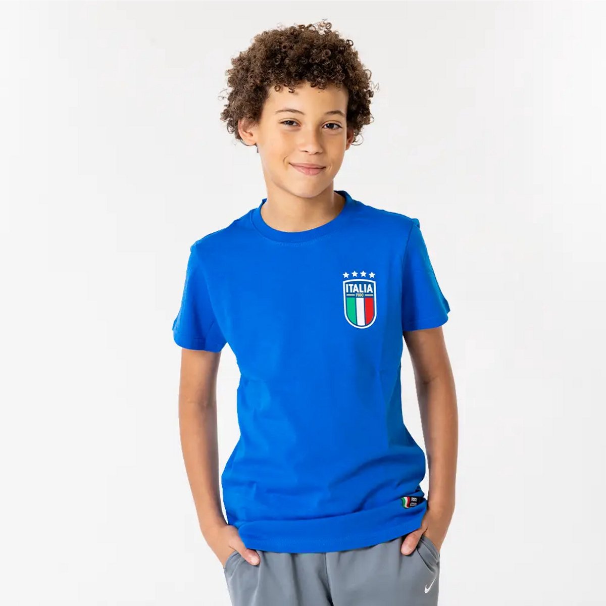 Italië T-Shirt Kinderen - Maat 152 - FIGC - Voetbal - Shirt - Fankleding - Jongens & Meisjes - Officiële Fanmerchandise - Blauw