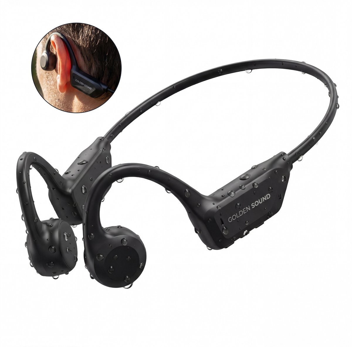 Golden Sound Run - Bone Conduction - Sport oordopjes - Open ear sporthoofdtelefoon - Hardlopen - Oortjes draadloos - 10 uur batterijduur - Sport