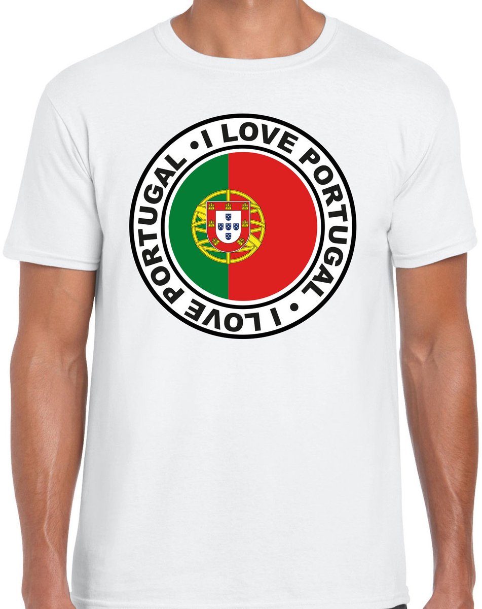 Bellatio Decorations Verkleed T-shirt voor heren - I love Portugal - wit - voetbal supporter - themafeest S