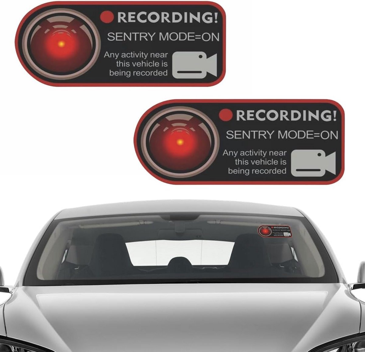 2x Dashcam Sticker - Waarschuwingssticker Voor Camera In Voertuig (Italiaans)