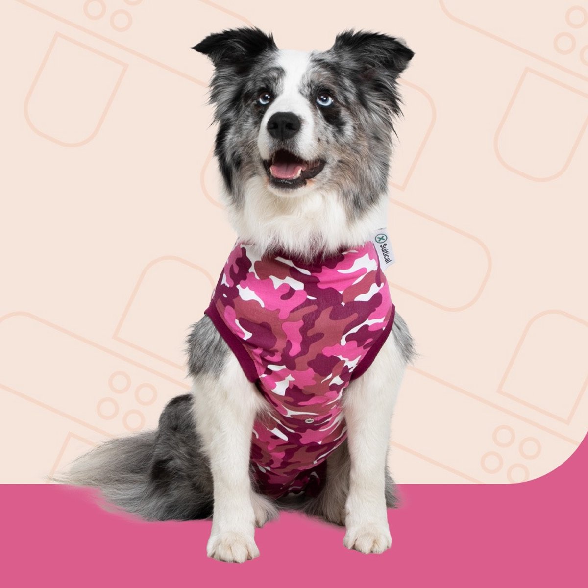 Suitical Herstel Shirt Hond Roze Camouflage S