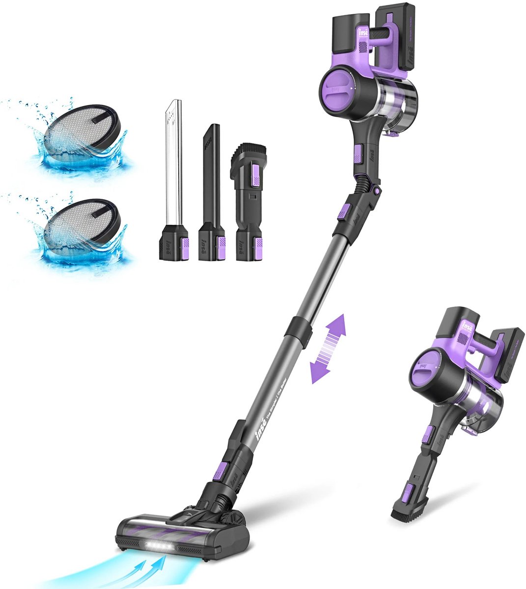 Lunekiss Draadloze Stofzuiger 30 kPa – 350W – 9‑in‑1 Steelstofzuiger – 50 min Accuduur – 0,6–1 L Stofbak