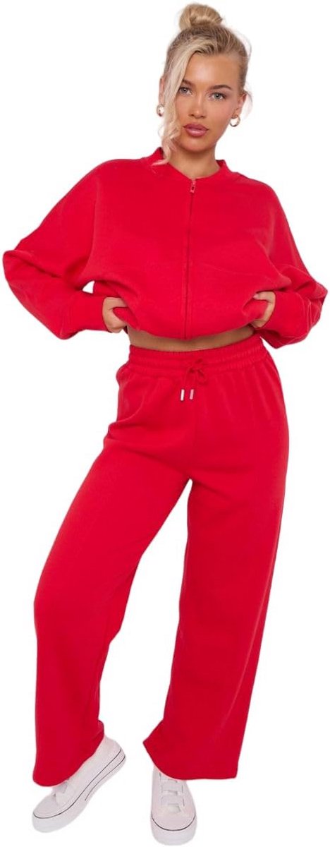 Dames Trainingspak met Bomberjack en Wijdvallende Joggingbroek - Casual Katoen Loungewear Set