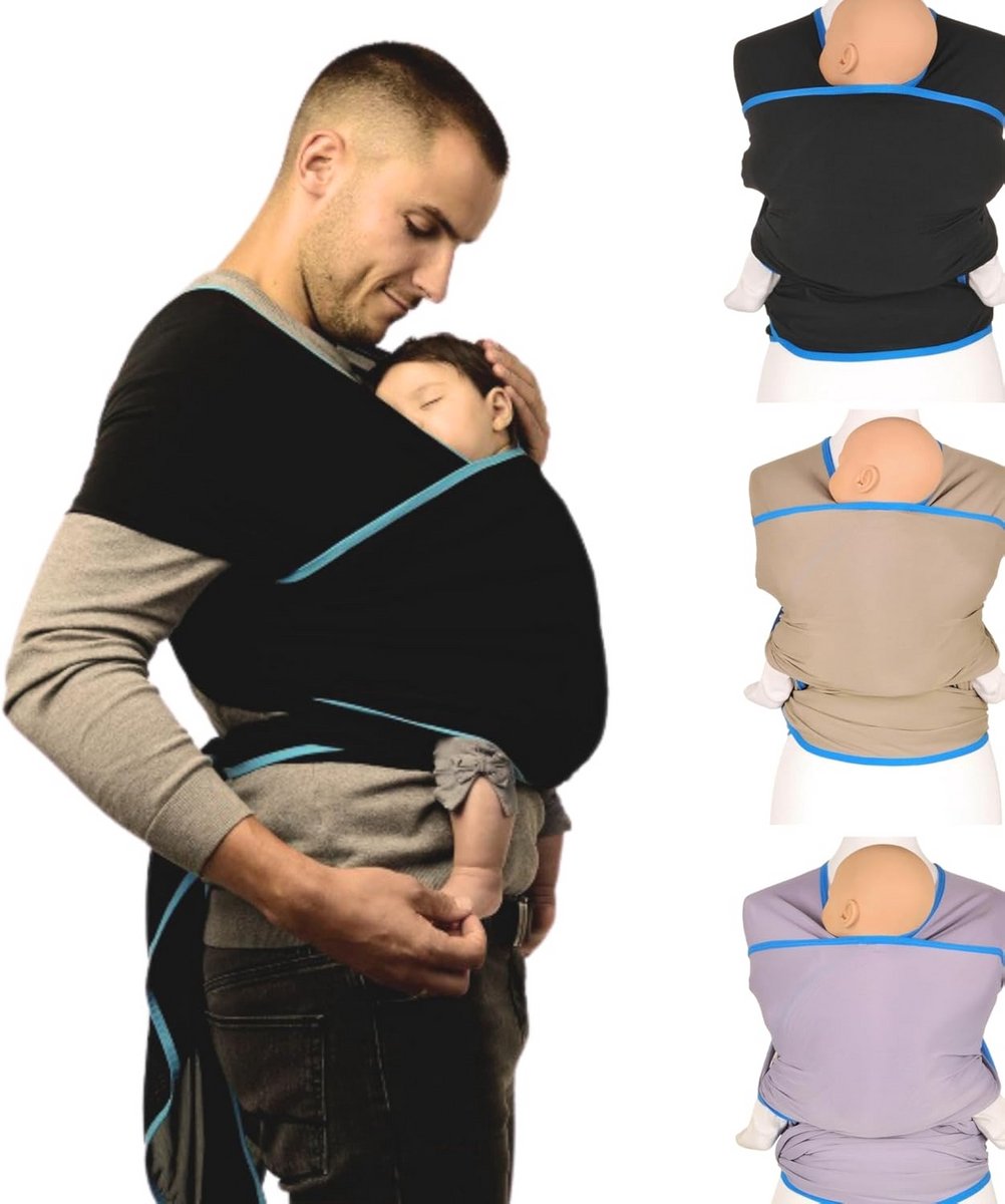 Elastische Draagdoek Zwart - Comfortabel en Ademend voor Pasgeborenen