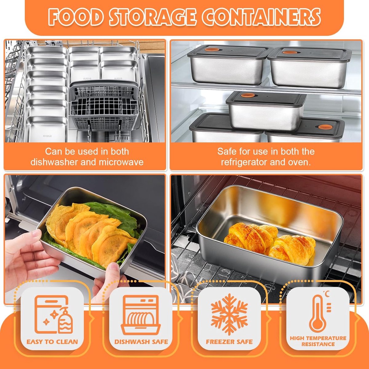 KZQ Tien roestvrijstalen bewaardozen voor maaltijden, stapelbaar, BPA-vrij, vaatwasmachinebestendig, geschikt voor het bewaren van snacks, fruit en maaltijden voor fijnproevers. — cadeau in Cadeau-ideeën - foto 2