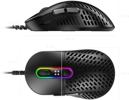 Ergonomische Lichtgewicht Gaming Muis met RGB en PAW3370 Sensor — afbeelding 5