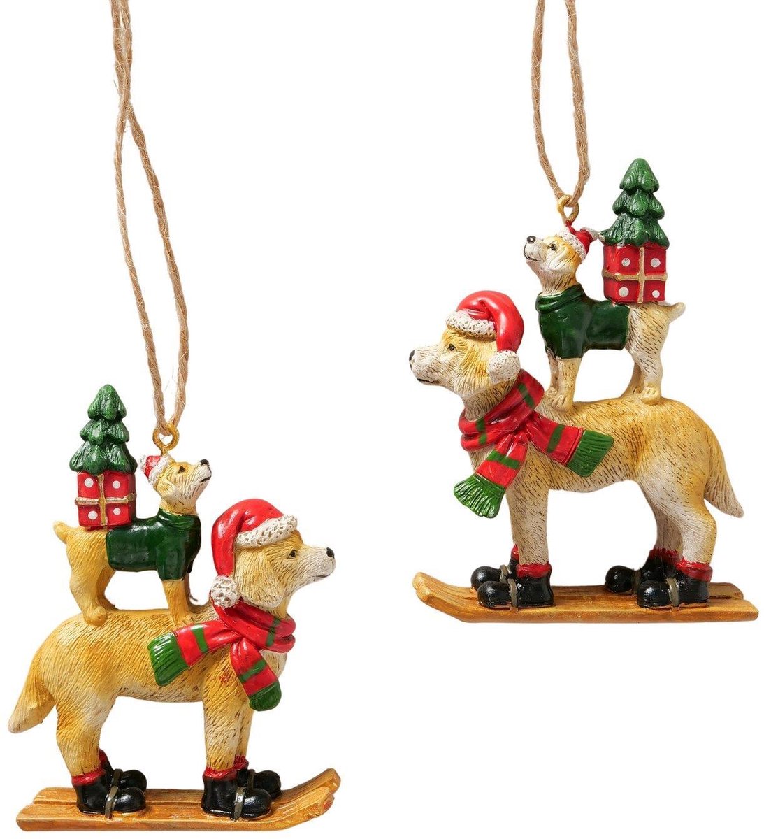 Boltze Home kersthanger hond kerstdecoratie polyresin 6x2x8,5cm.