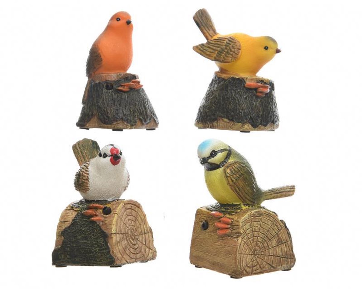 Decoris vogel polyresin decoratie beeldje kleurrijk tuinbeeld.