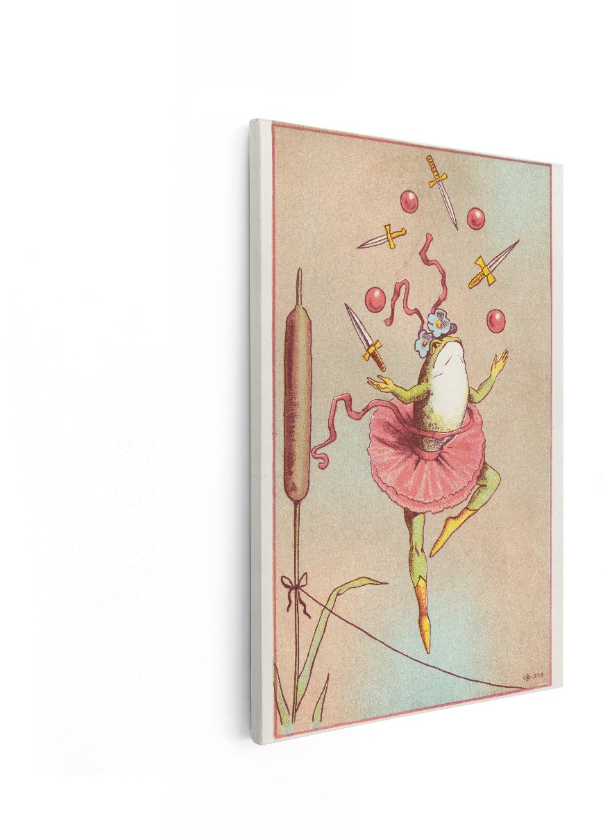 Artaza Canvas Schilderij Kikker Ballerina - 40x60 cm - Wanddecoratie Vintage - Muurdecorat