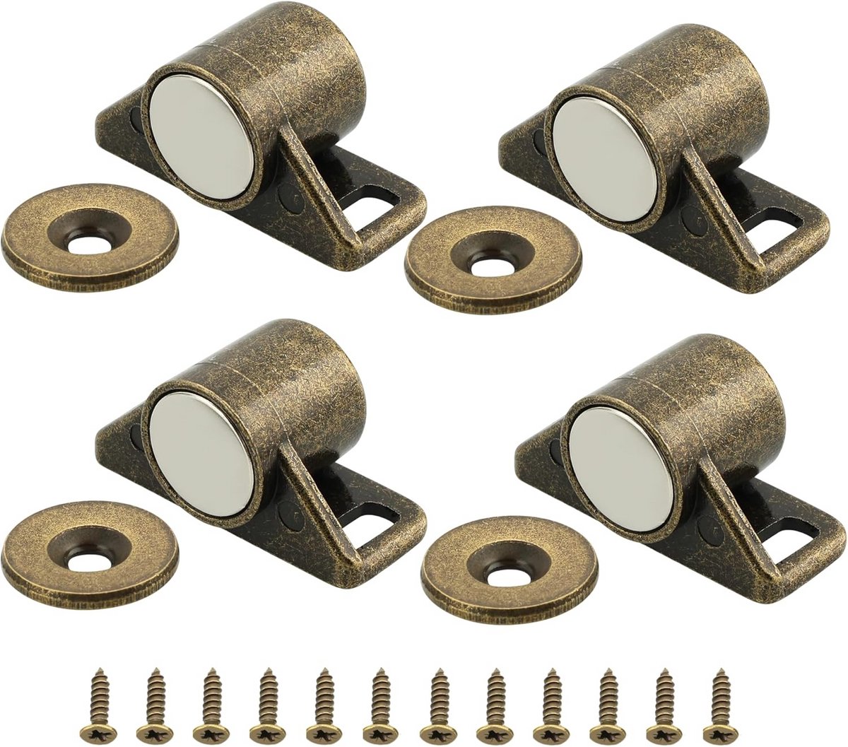 4 stuks sterke magnetische sluitingen voor kasten en lades, zilverkleurig