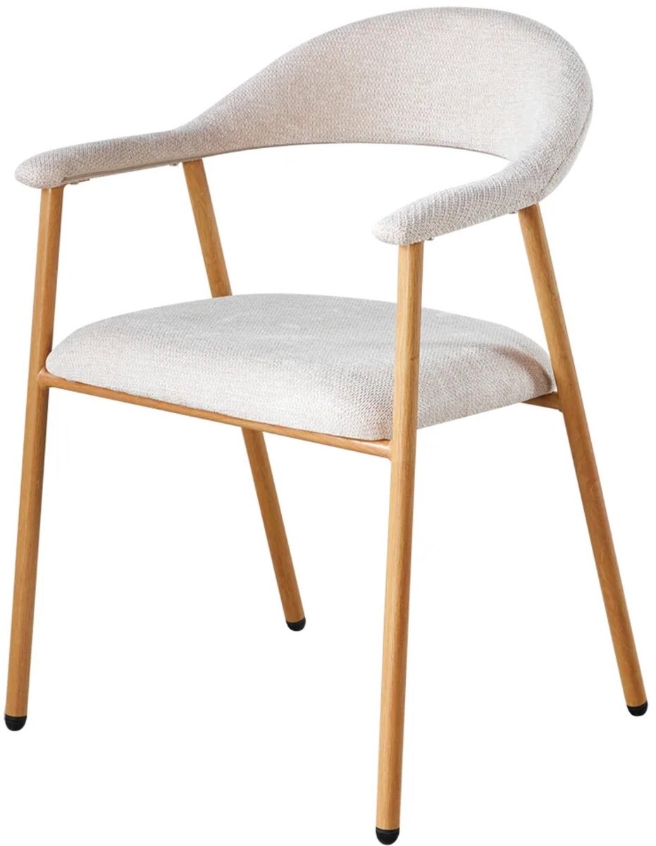 SET DEAL: 6 stuks Eetkamerstoel Japandi beige stof Mika lichtbruin japanse eetstoel minimalistisch zetel