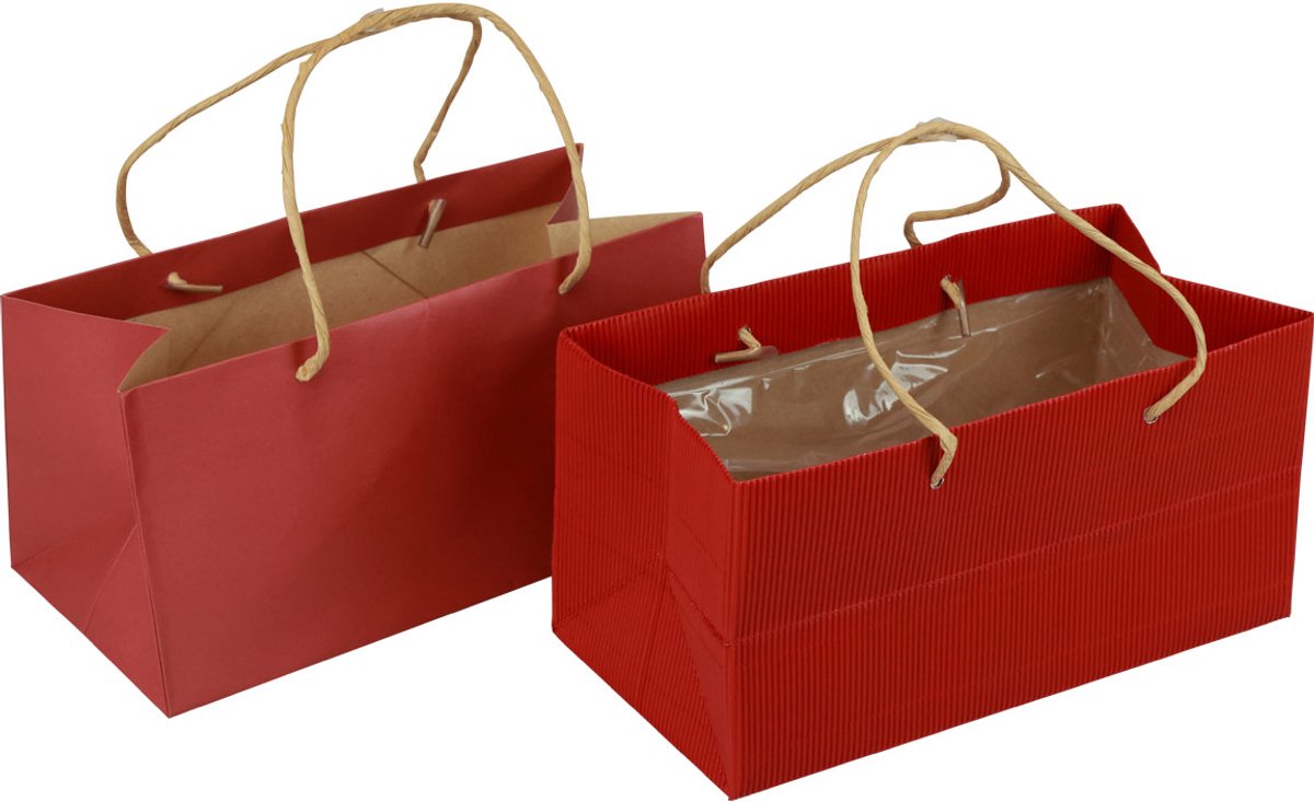 Cadeauzakjes rode papieren zakken met handvat 24×12×12cm 6st, 6 Stück