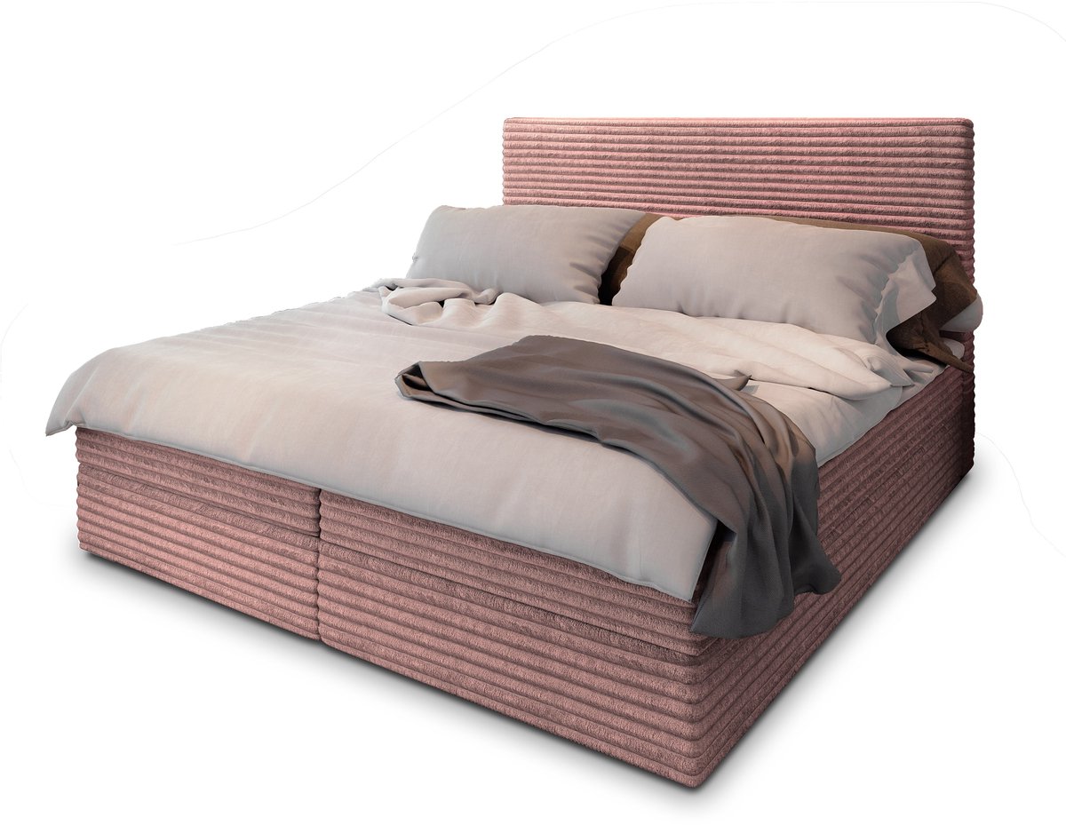 Boxspring PISA 180x200 cm met matras en topper, bedkasten - Roze thumbnail 8