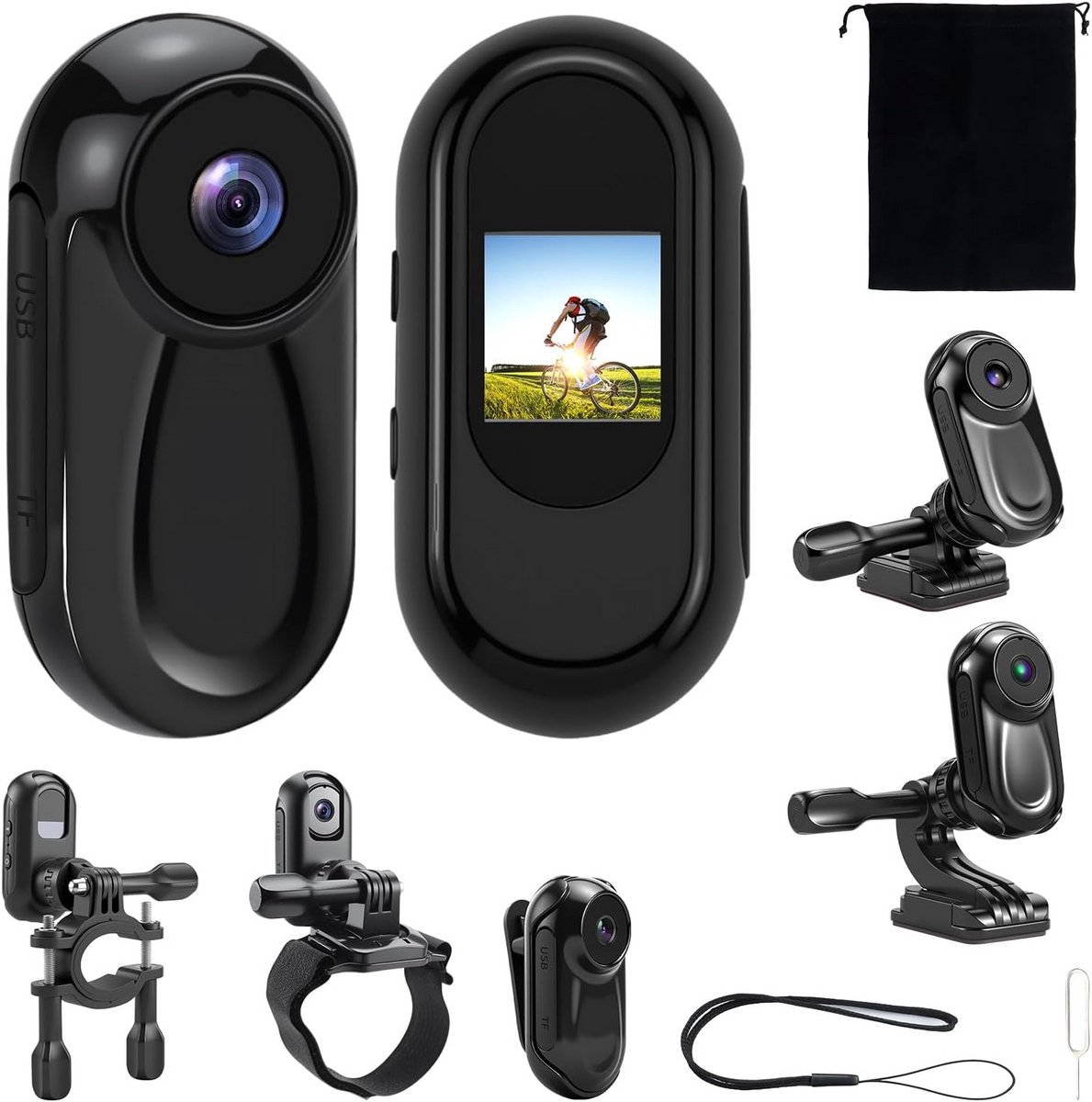 Mini Actiecamera 360 Graden Draagbare Sportcamera met HD 1080p en Display