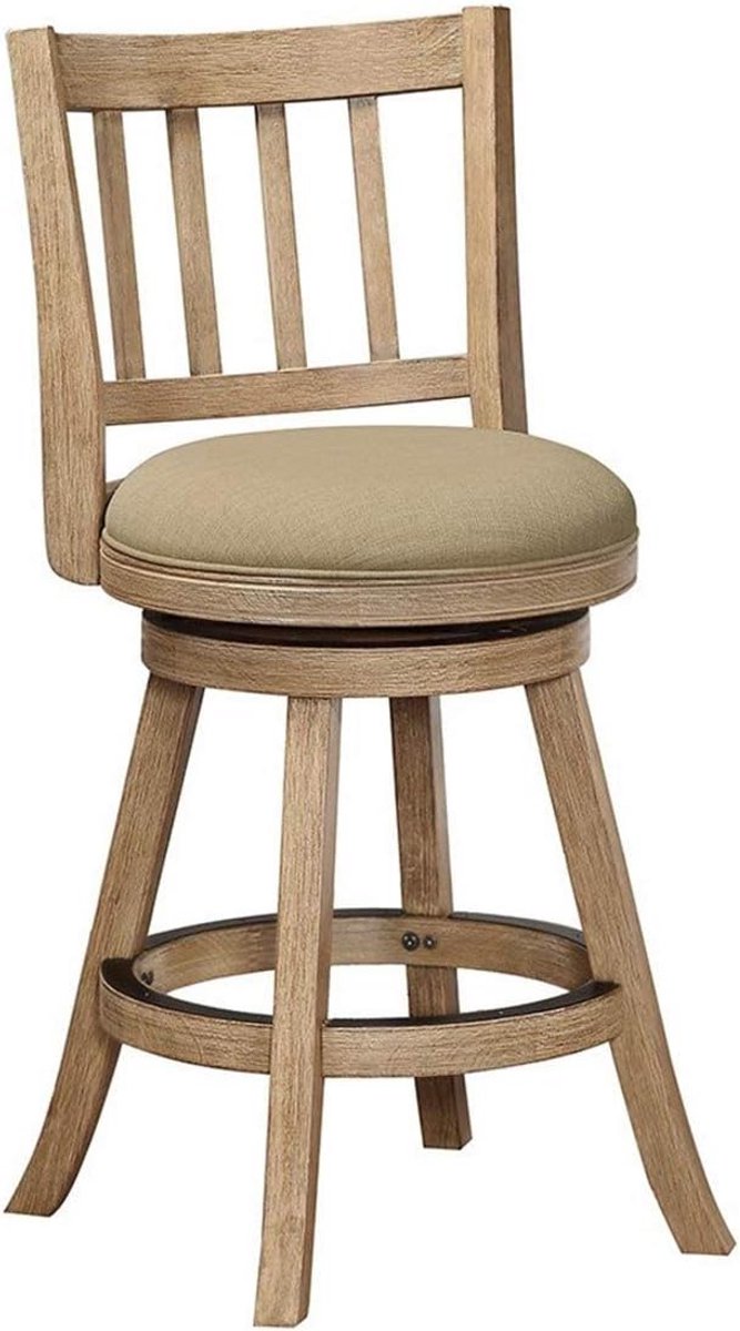 Verstelbare Barstoel Sheldon Houtgrijs & Haver 61 cm - Draaikruk voor Keukenbar