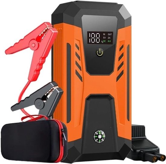 SNJY® Jumpstarter voor Auto - Starthulp - Startkabels - LED Zaklamp - 3000A - 26640mWh - 20W Snelladen - Grijs