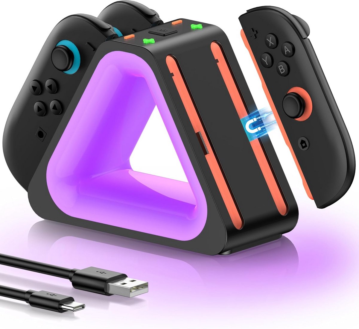 Oplaadstation voor 4 Joy-Con Controllers met RGB Verlichting