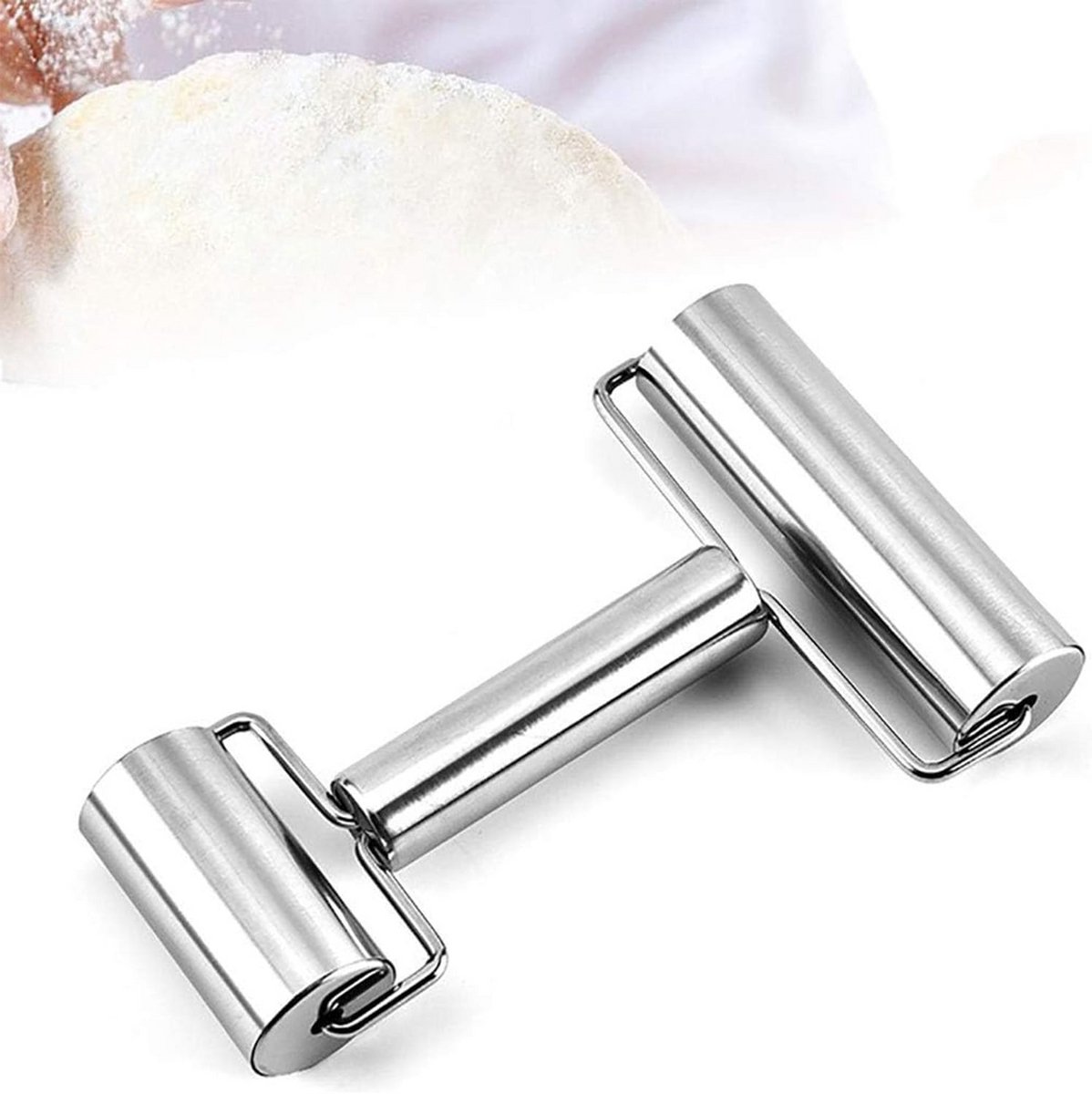 RVS Deegroller met Handvat en Twee Rollen voor Taart en Pizza