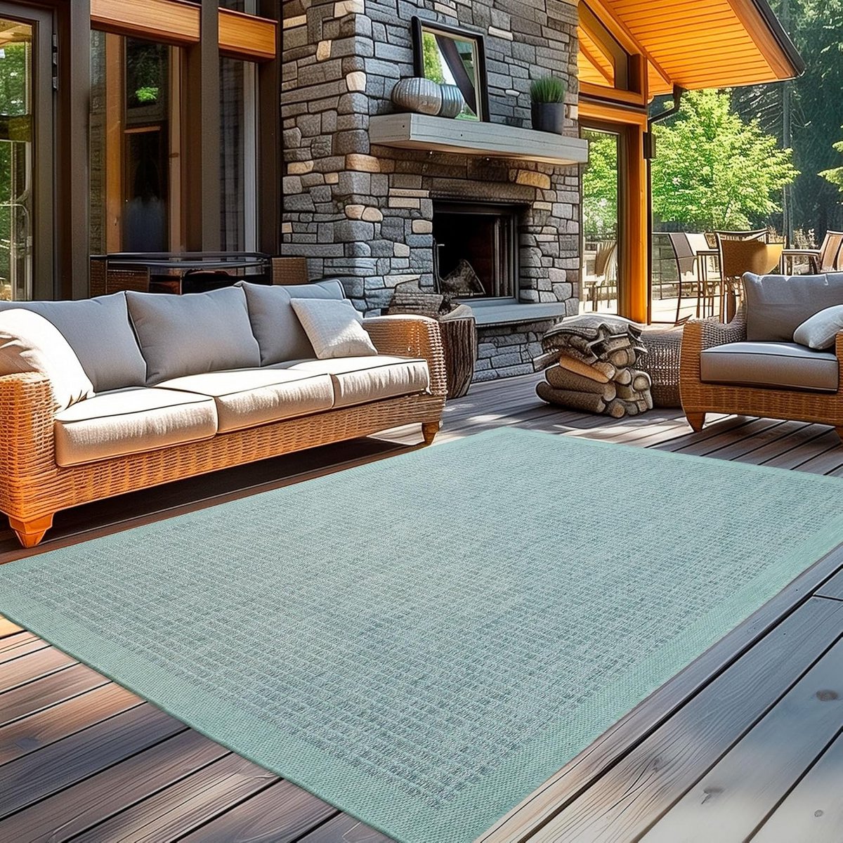 Weerbestendig Buitentapijt Platgeweven 60x100 cm voor Balkon, Tuin en Patio