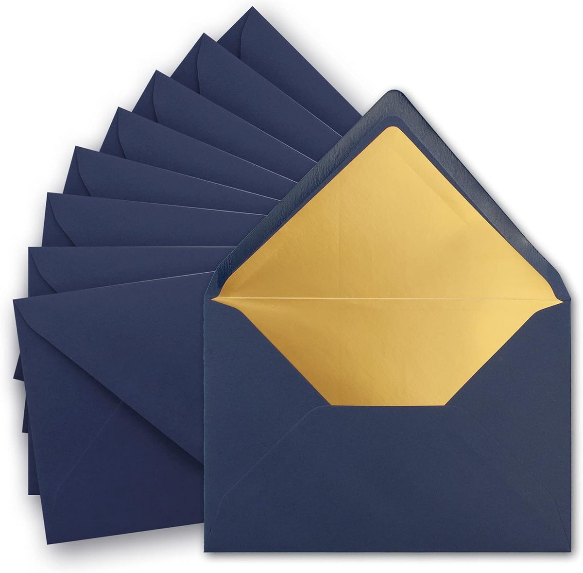 Gevoerde C5 Enveloppen Donkerblauw Metallic Goud Binnenkant 100 Stuks