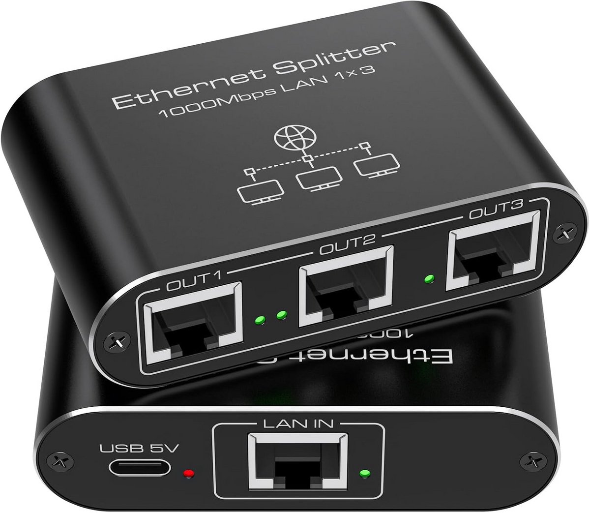 Ethernet Splitter 1 naar 3 voor Gelijktijdig Netwerkgebruik