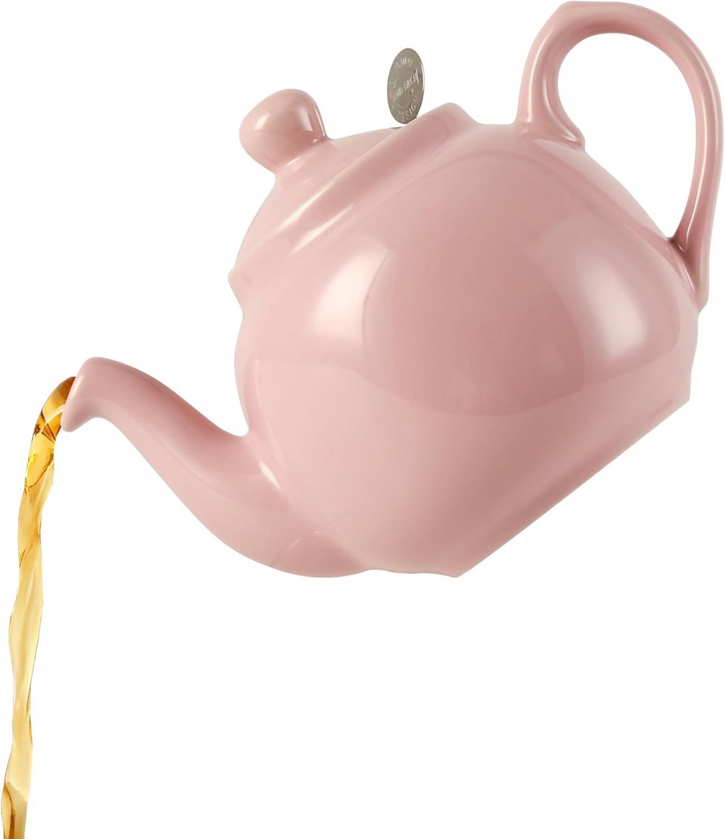 Keramische Theepot met Infuser voor Theebladeren, Japans Roze Ontwerp