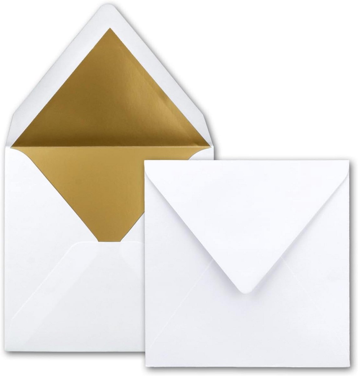 Luxe Vierkante Enveloppen Wit met Gouden Binnenkant (15,5 x 15,5 cm) - Ideaal voor Kaarten