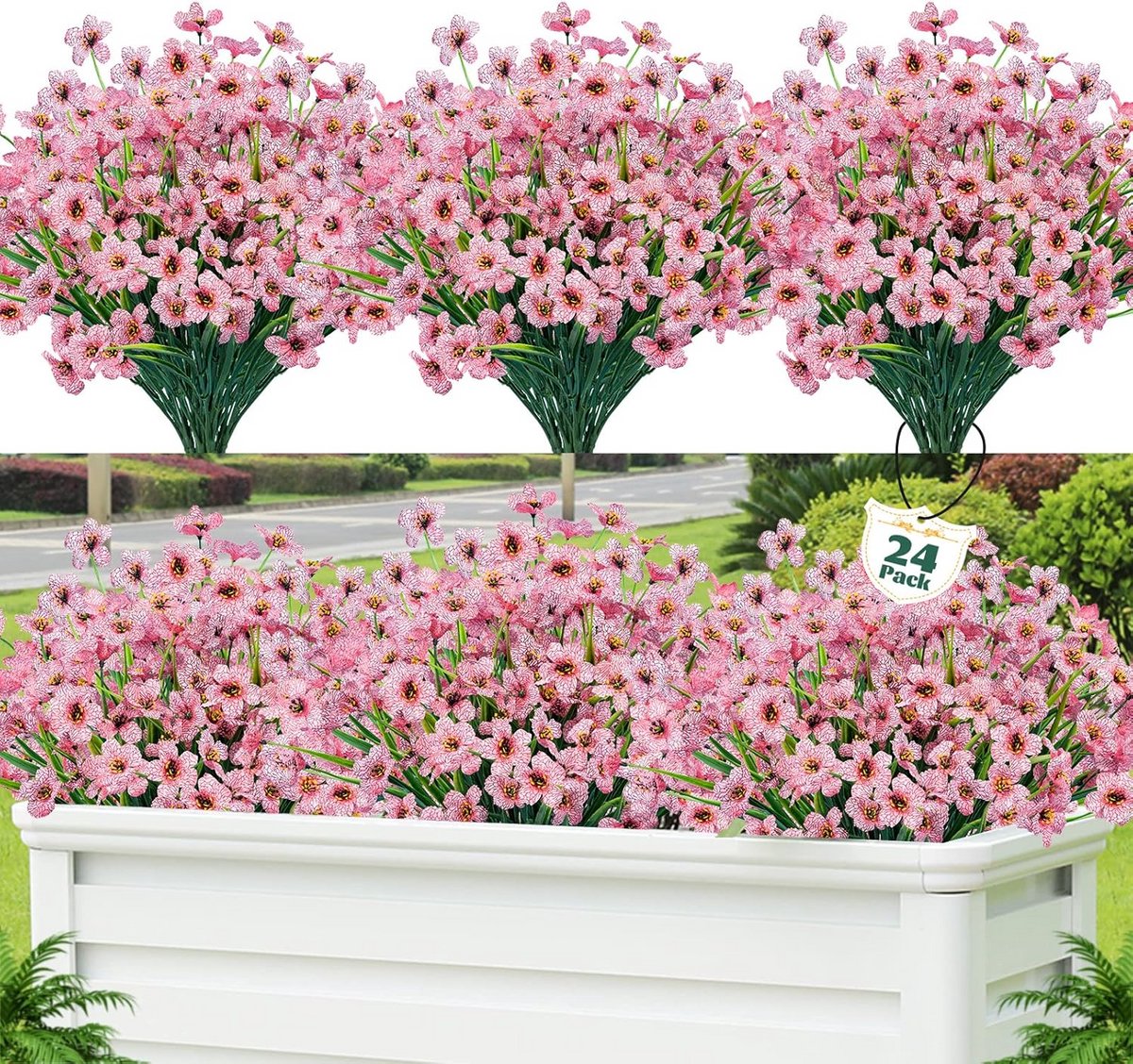 24 Bundels Kunstbloemen Buiten UV-bestendig voor Balkon en Bloembakken