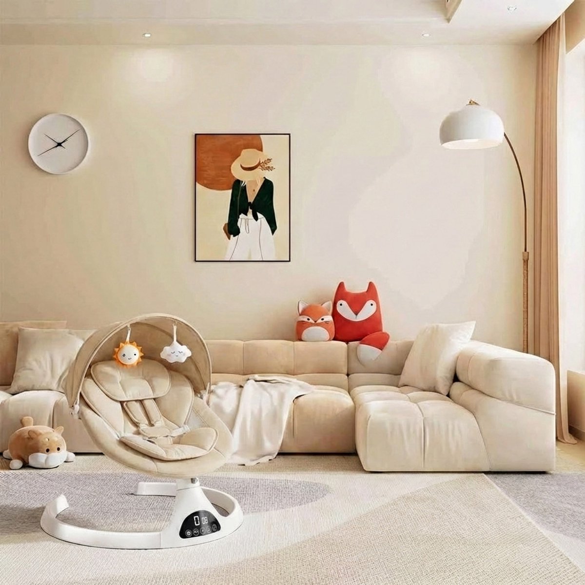 3Babies Baby Swing - Elektrisch Wipstoel - Beige thumbnail 5