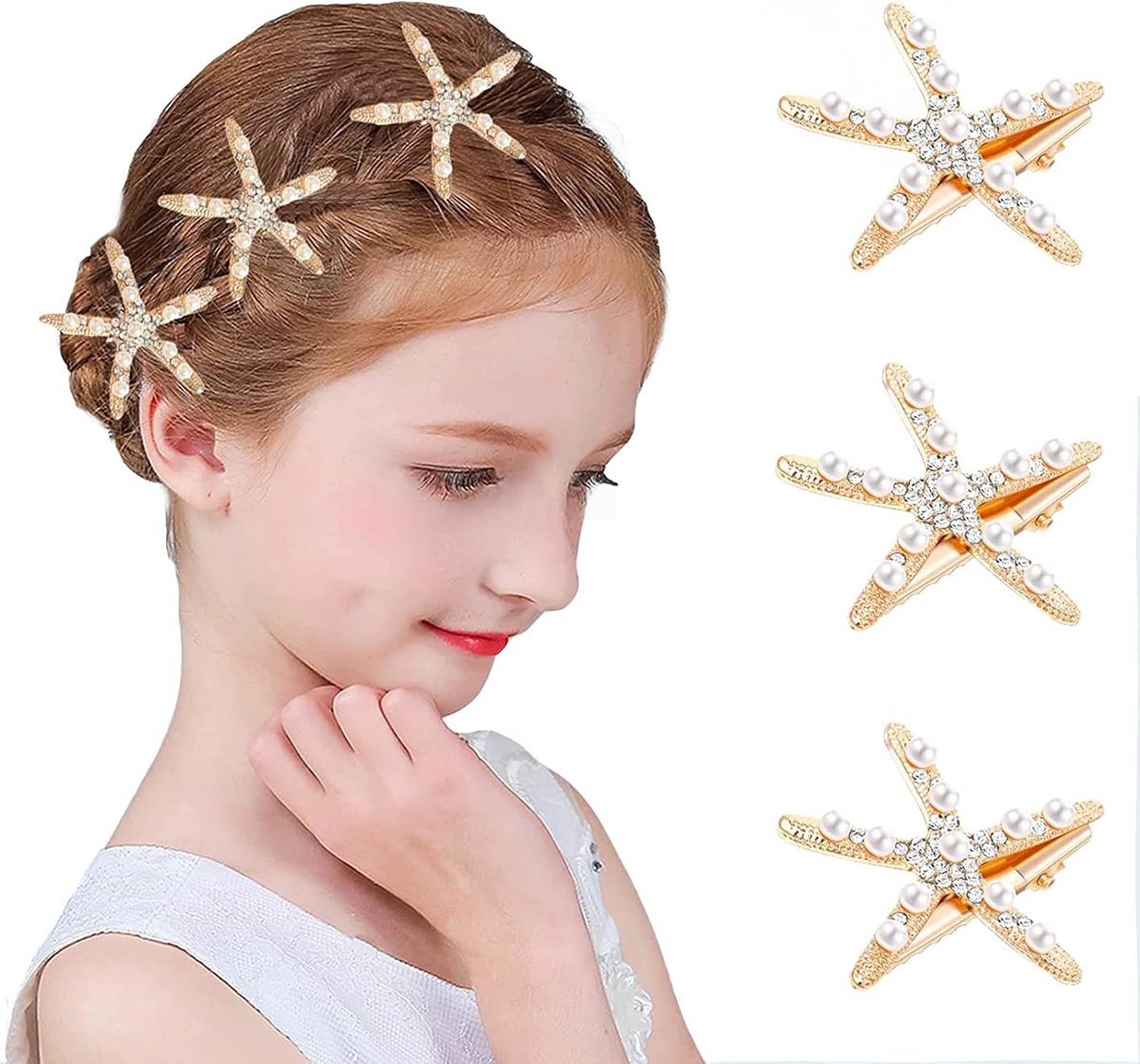 3-delige Set Elegante Gouden Haarspeldjes voor Bruid en Dames