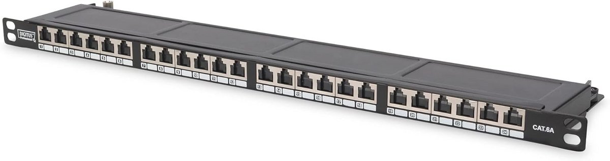 19 inch Afgeschermd Patchpaneel 24 Poorts RJ45 Cat-6 Rackmontage 0,5 HE