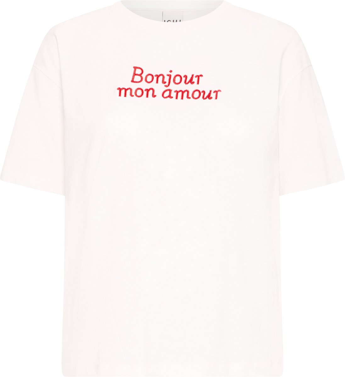 Ichi IHMITTE SS Dames T-shirt - CLOUD DANCER / FIERY RED