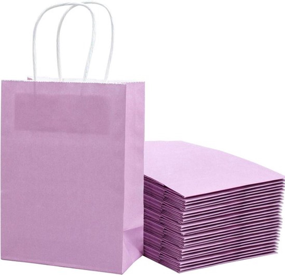Papieren cadeauzakken kraft paars 25 stuks - 33x25,4x12,7 cm - verjaardag bruiloft feestartikelen