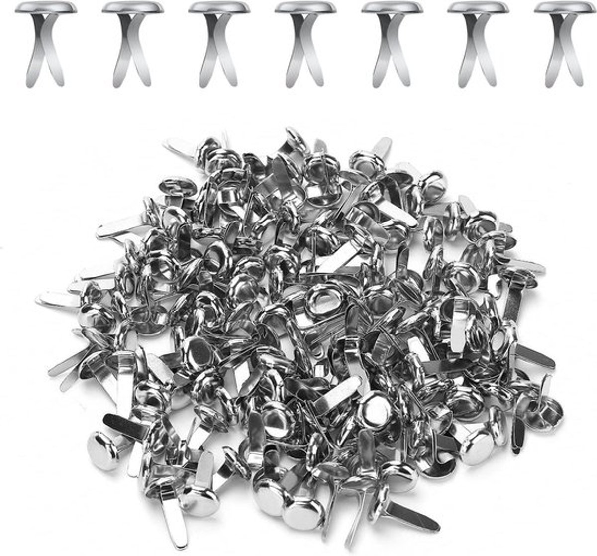 Splitpennen en paperclips set voor knutselen en scrapbooking met gladde ronde kop, messing bevestigingen voor kaarten en foto's - 150 stuks, zilverkleurig