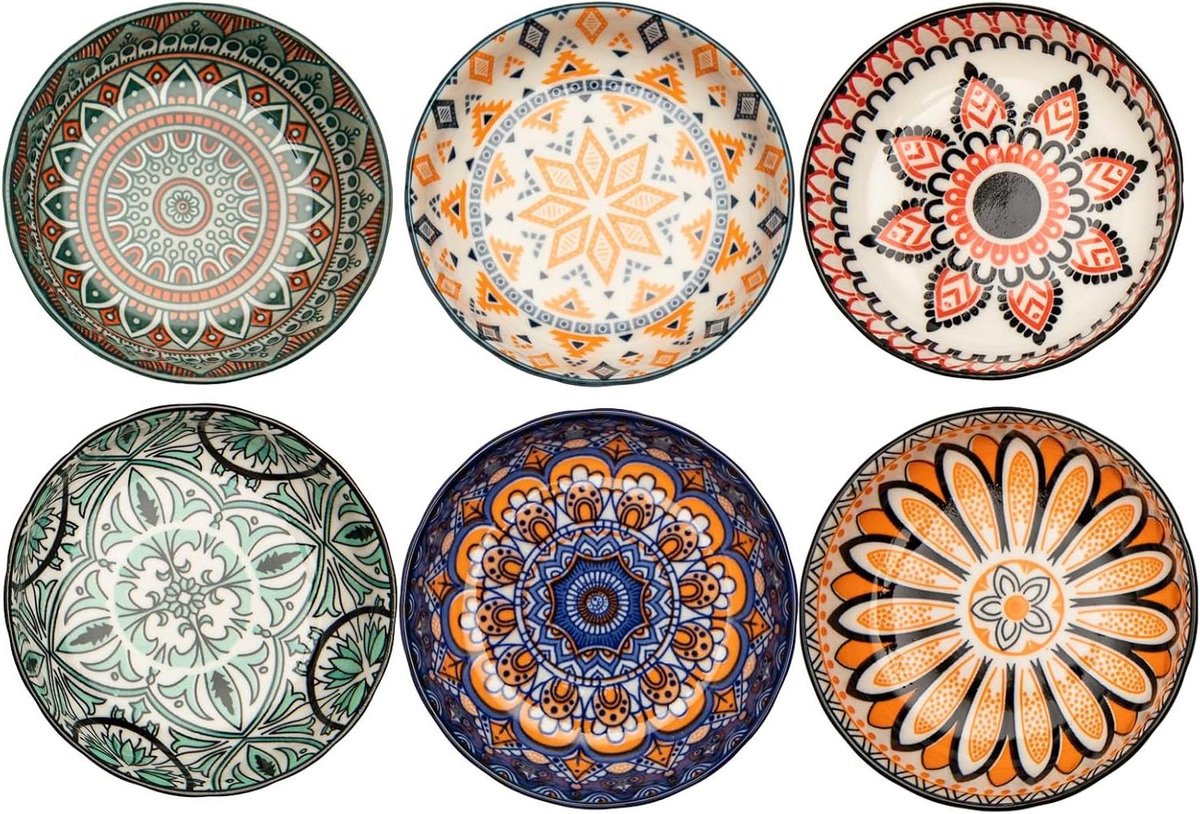 Dipschalen set van 6 stuks voor sushi, snacks en tapas - Porselein - Ø 10 cm