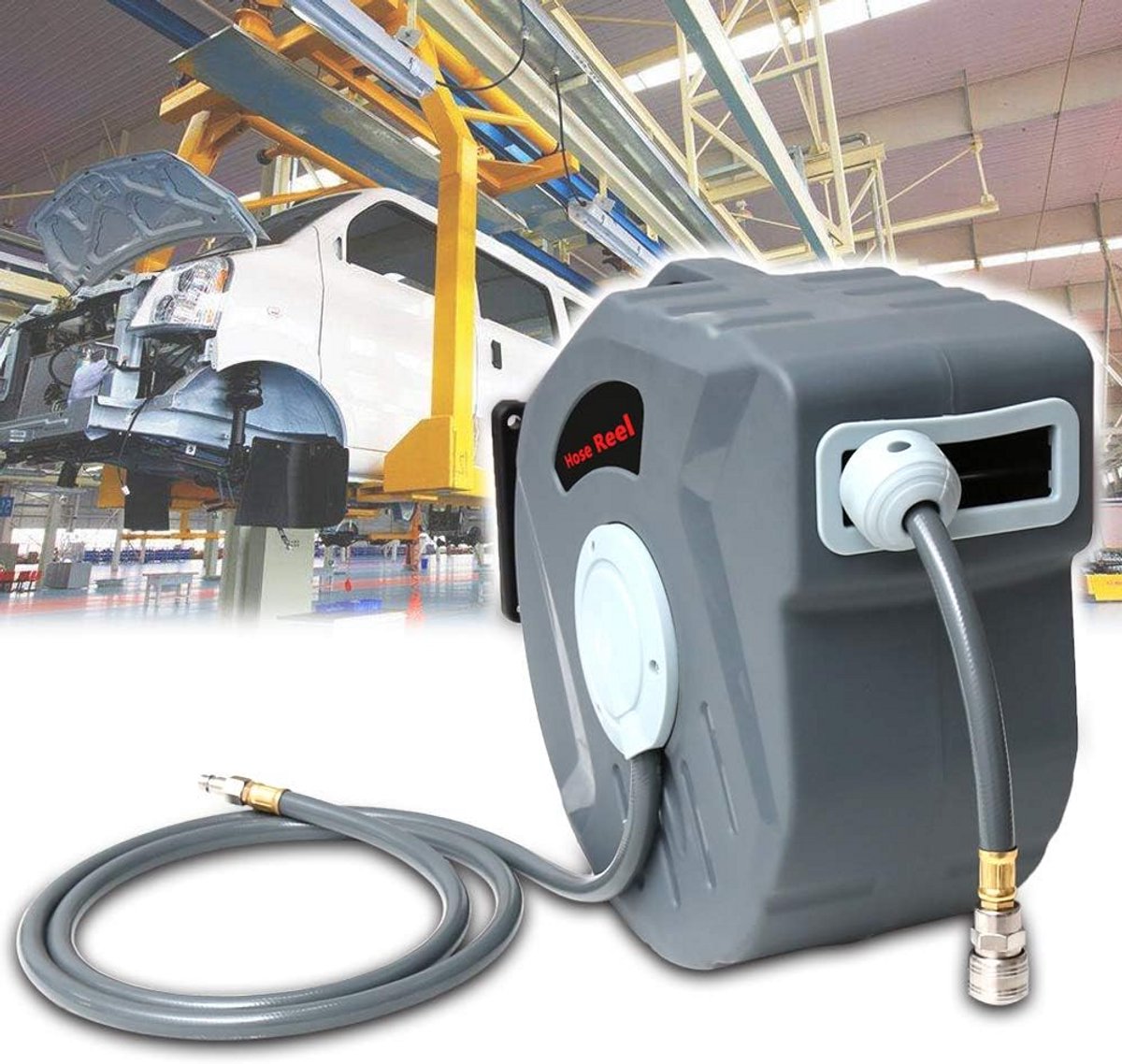 Automatische Luchtslanghaspel 20 Meter - Wandmontage - Inklapbaar - PVC Slang voor Compressor en Werkplaats